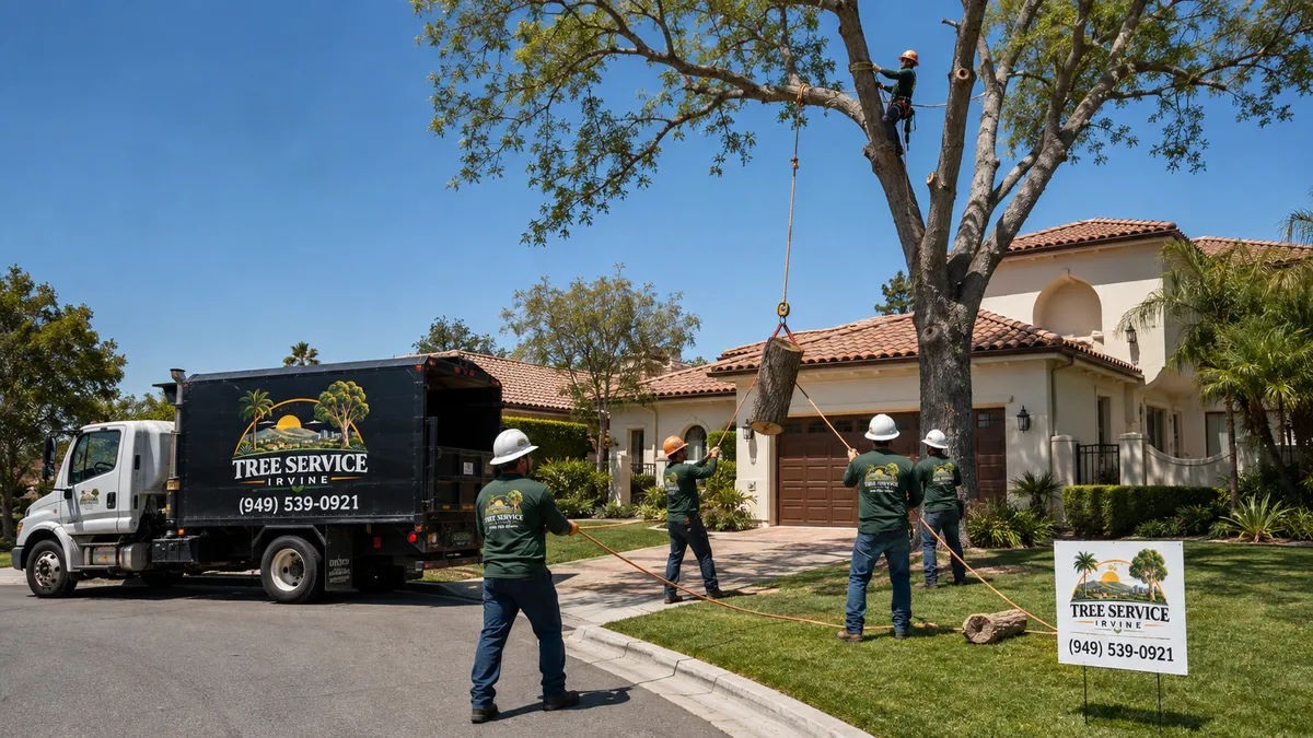 Controlled tree removal on an Irvine-style residential property